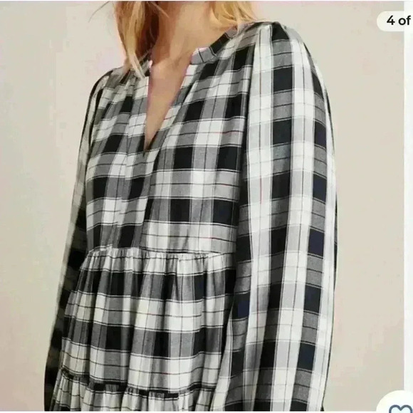 ANTHROPOLOGIE Amber Plaid Tiered Tunic Dress MAEVE Sz S - Picture 4 of 8